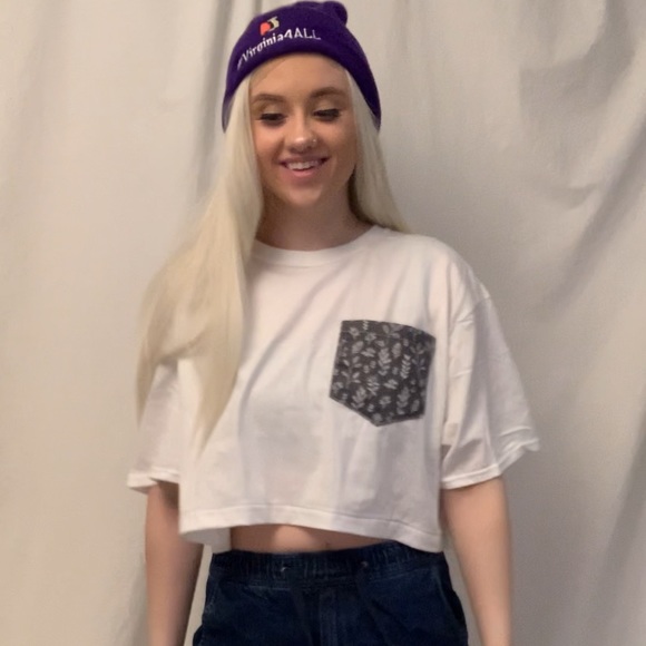 Floral Print Pocket Shirt Genderless Fashion Top Handmade Pocket Crop Top - Picture 3 of 3